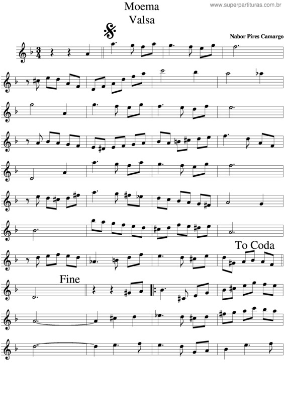 Partitura da música Moema