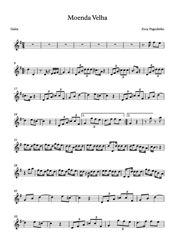 Partitura da música Moenda Velha v.3