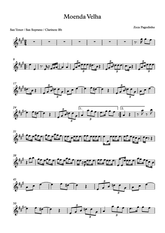 Partitura da música Moenda Velha v.5