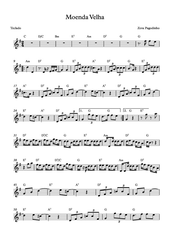 Partitura da música Moenda Velha v.6