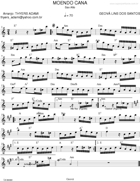 Partitura da música Moendo Cana