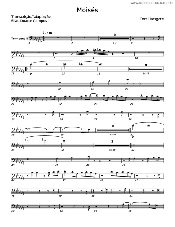 Partitura da música Moisés – Coral Resgate Para A Vida