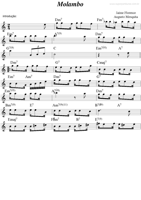 Partitura da música Molambo