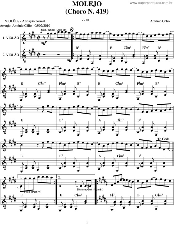 Partitura da música Molejon