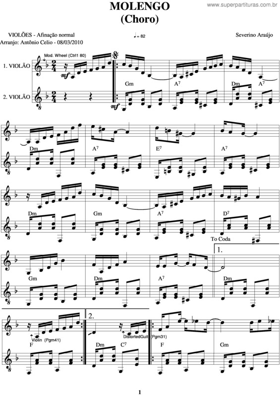 Partitura da música Molengo v.4