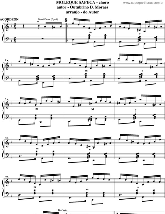 Partitura da música Moleque Sapeca v.3
