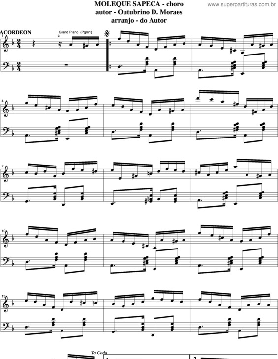 Partitura da música Moleque Sapeca v.5