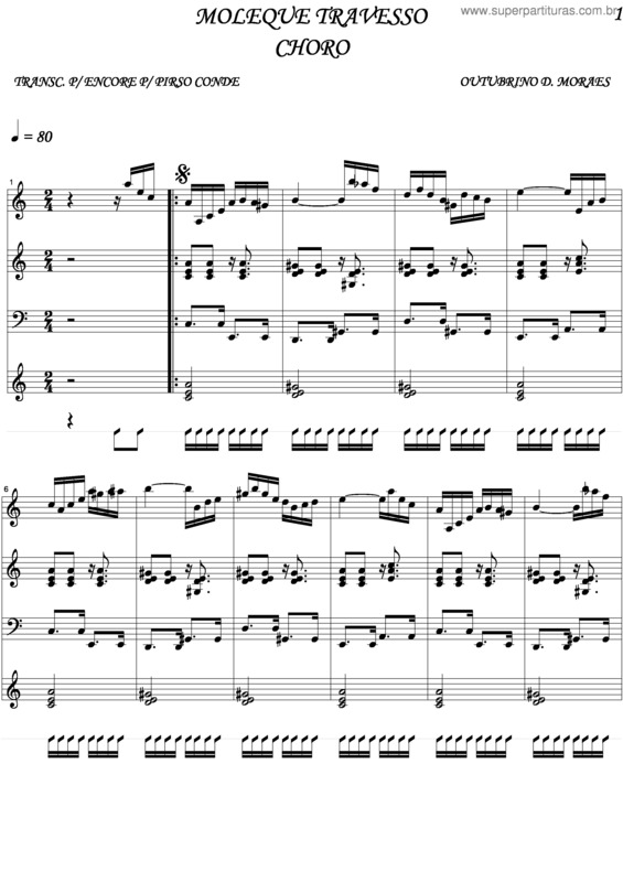 Partitura da música Moleque Travesso v.2