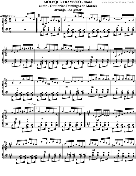 Partitura da música Moleque Travesso v.3