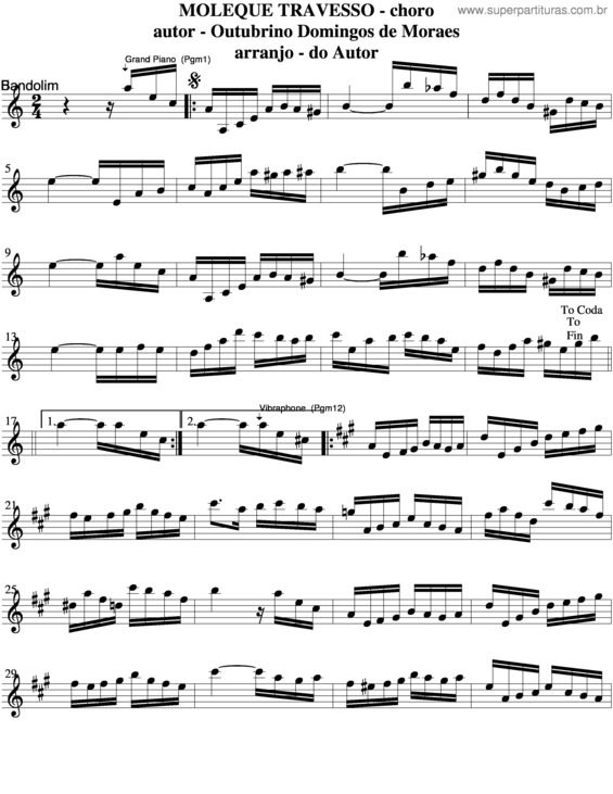 Partitura da música Moleque Travesso v.4