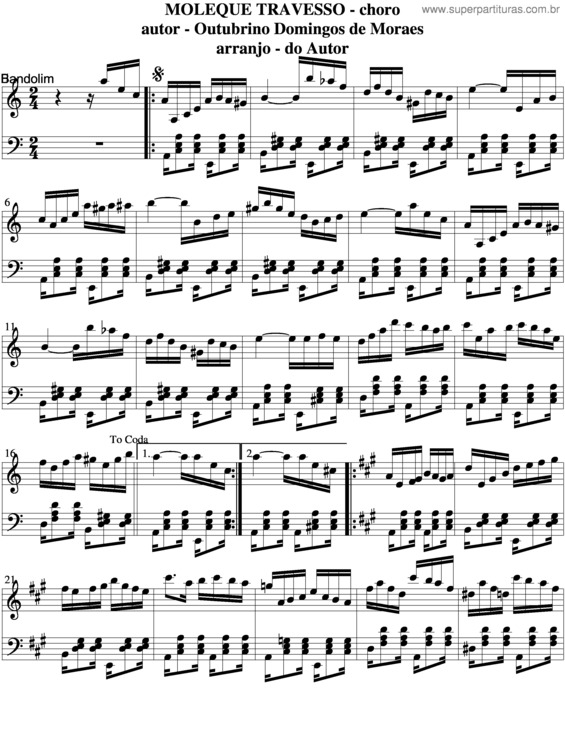 Partitura da música Moleque Travesso v.5