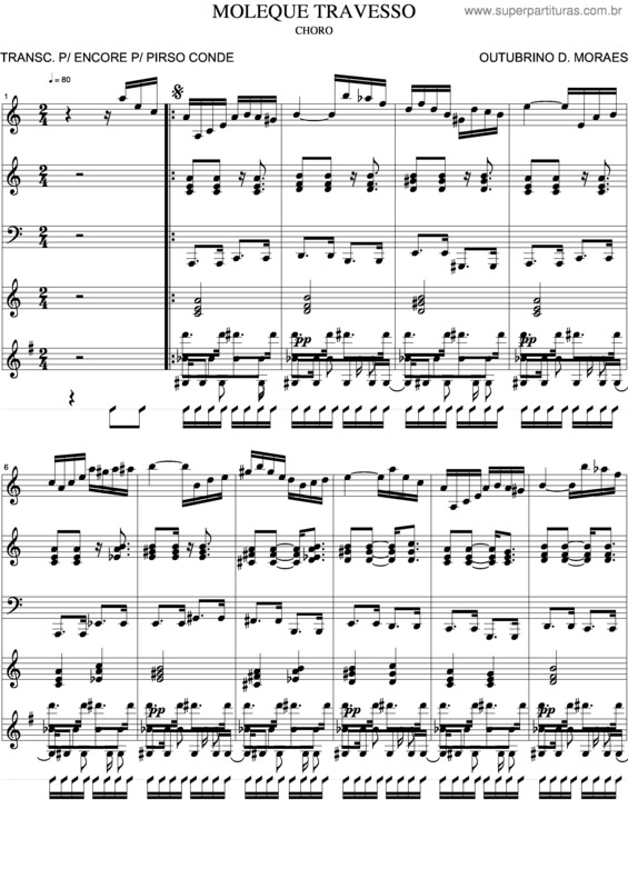 Partitura da música Moleque Travesso