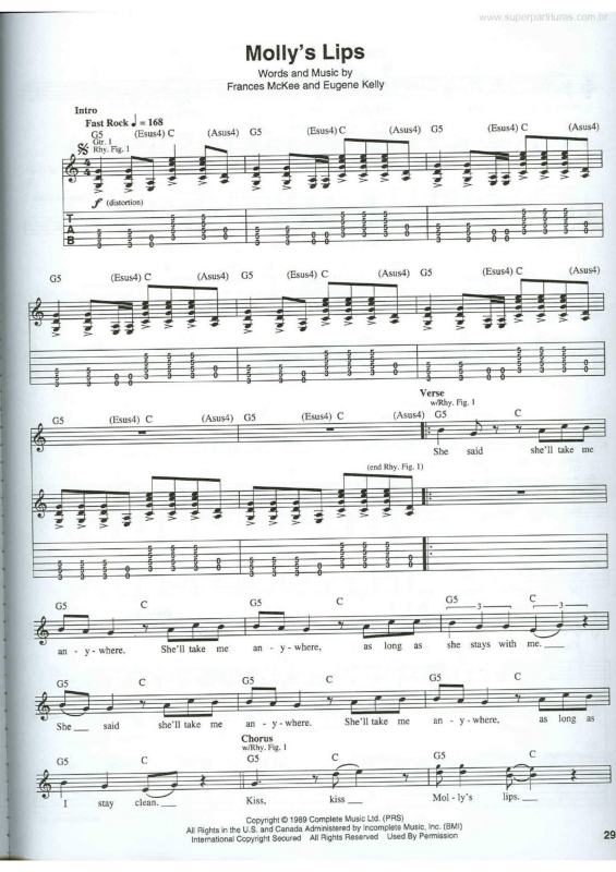 Partitura da música Molly`s Lips
