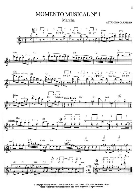 Partitura da música Momento Musical Nº1