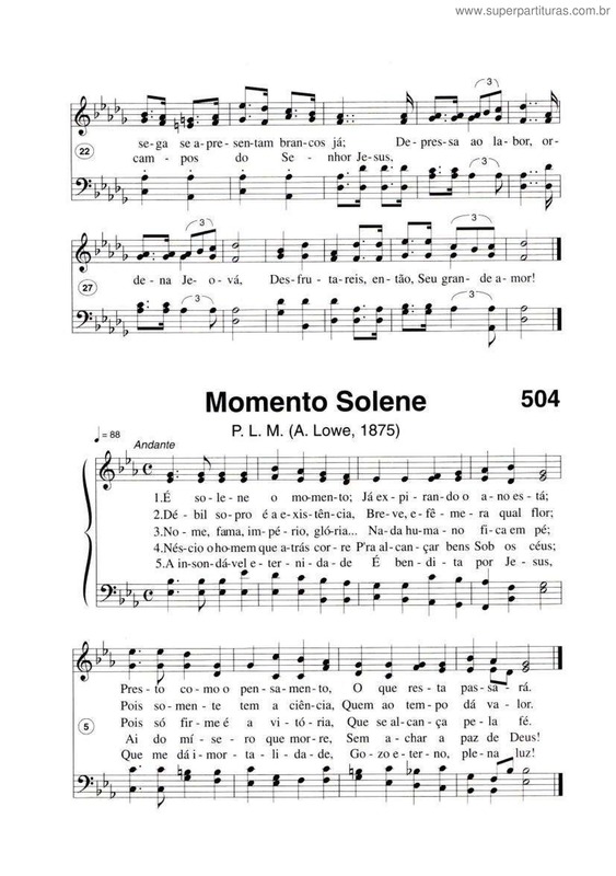 Partitura da música Momento Solene