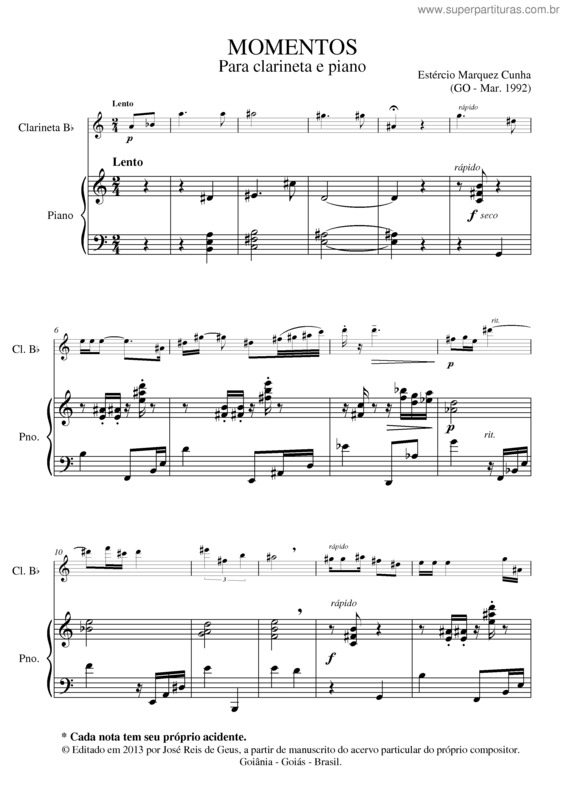 Partitura da música Momentos