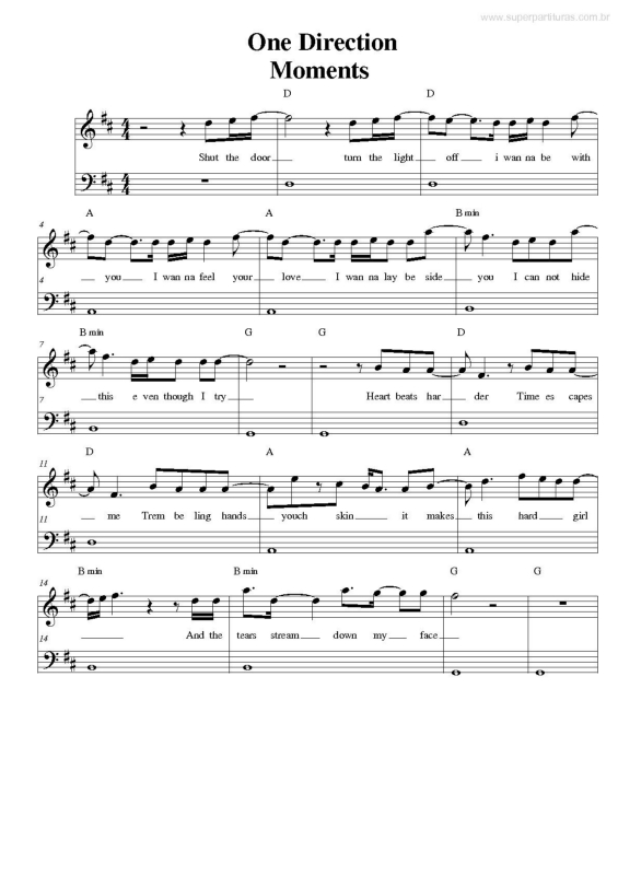 Partitura da música Moments