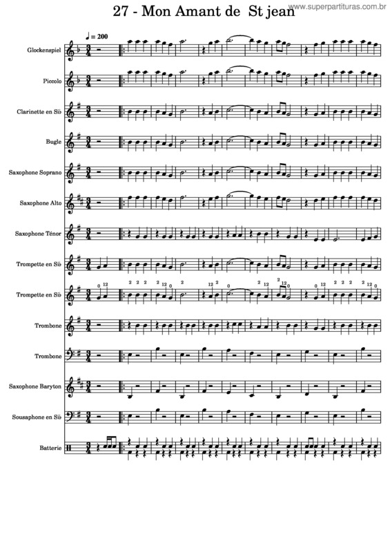 Partitura da música Mon Amant De  St Jean