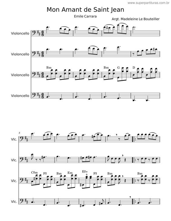 Partitura da música Mon Amant De Saint Jean – Émile Carrara v.2