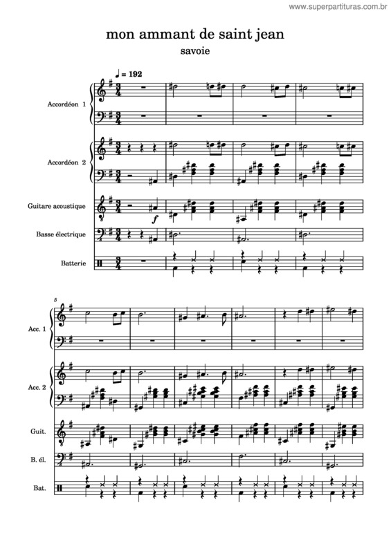 Partitura da música Mon Amant De Saint Jean – Emilie Camara