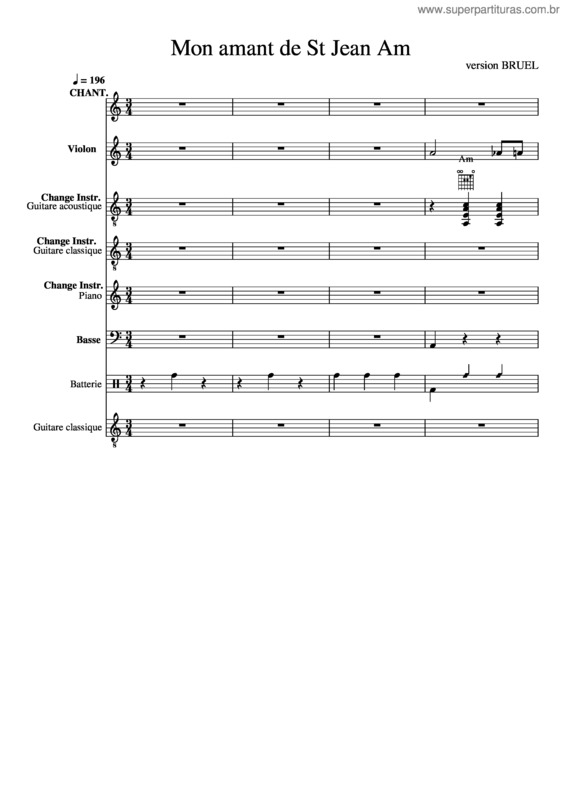 Partitura da música Mon Amant De Saint Jean – Patrick Bruel