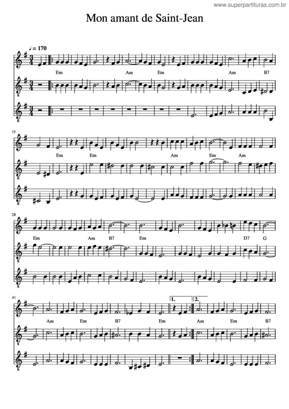 Partitura da música Mon Amant De Saint–Jean 2