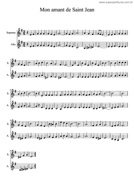 Partitura da música Mon Amant De Saint Jean v.11