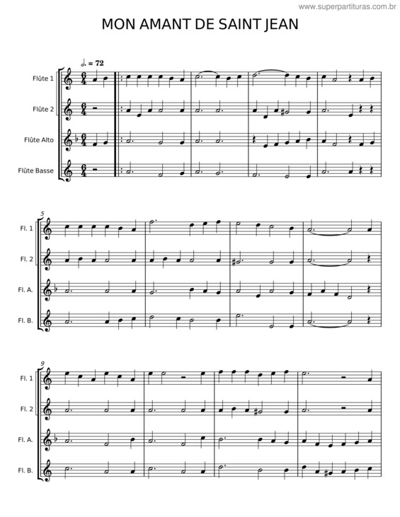 Partitura da música Mon Amant De Saint Jean v.16