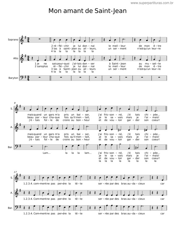 Partitura da música Mon Amant De Saint–Jean v.18