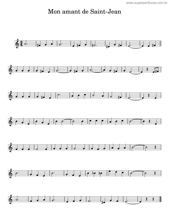 Partitura da música Mon Amant De Saint–Jean v.20