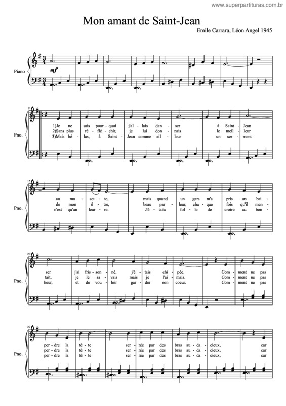 Partitura da música Mon Amant De Saint–Jean v.3