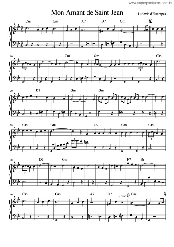 Partitura da música Mon Amant De Saint Jean v.4