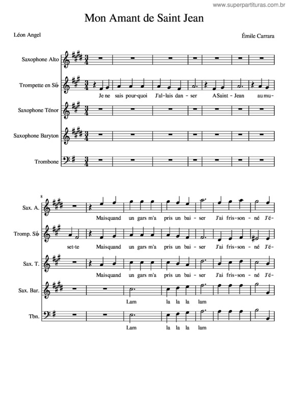 Partitura da música Mon Amant De Saint Jean v.5