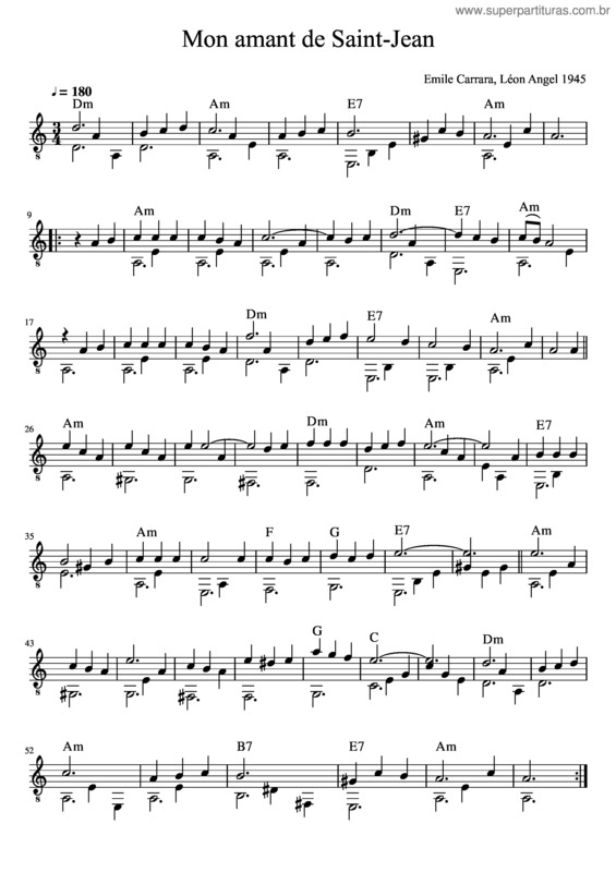 Partitura da música Mon Amant De Saint–Jean v.8