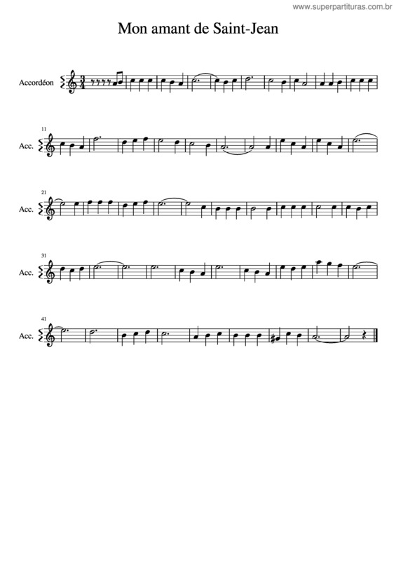 Partitura da música Mon Amant De Saint Jean v.9