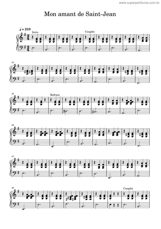 Partitura da música Mon Amant De Saint-Jean