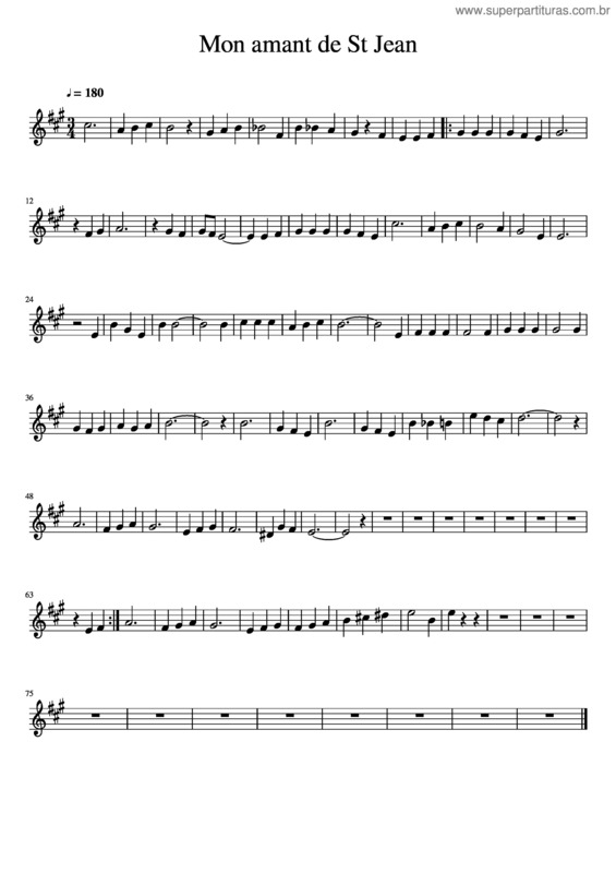 Partitura da música Mon Amant De St Jean v.3