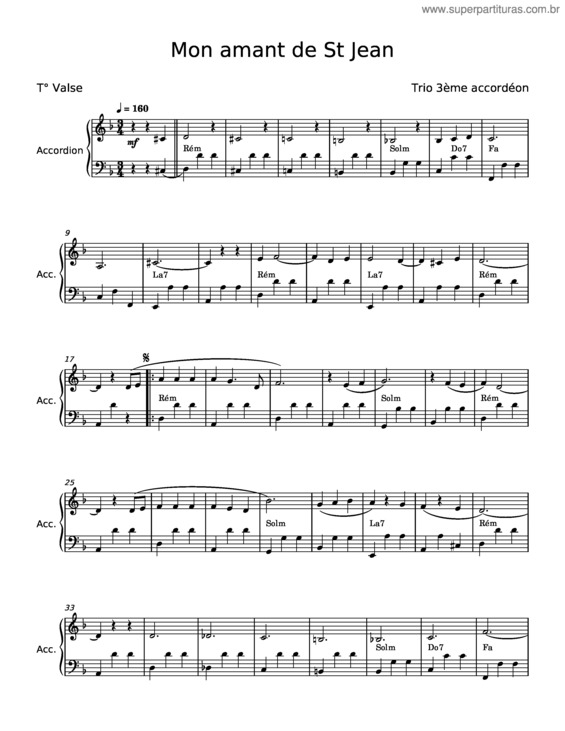Partitura da música Mon Amant De St Jean v.4