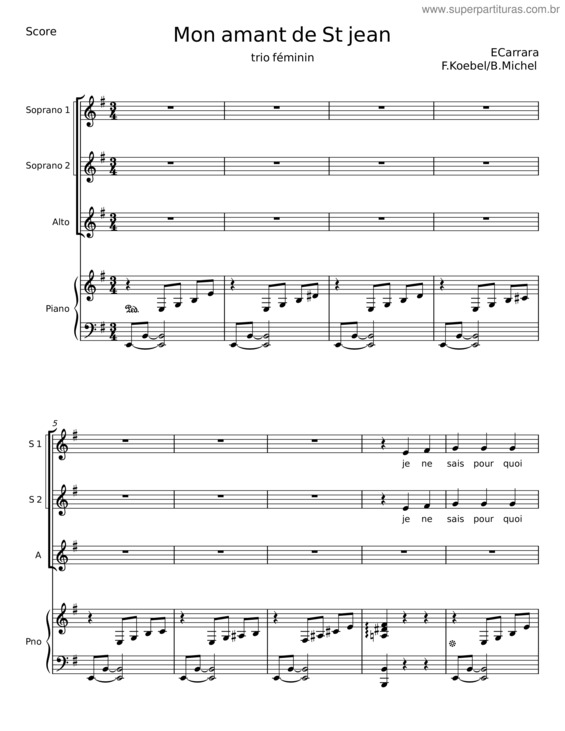 Partitura da música Mon Amant De St Jean v.6