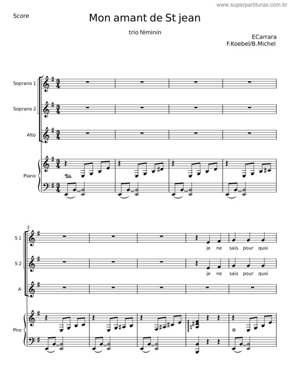 Partitura da música Mon Amant De St Jean v.7