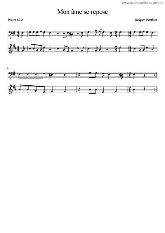 Partitura da música Mon Âme Se Repose v.2