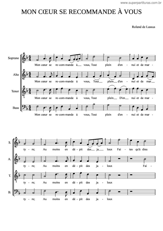 Partitura da música Mon Coeur Se Recommande À Vous