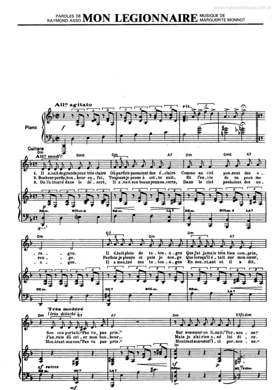 Partitura da música Mon Légionnaire v.2