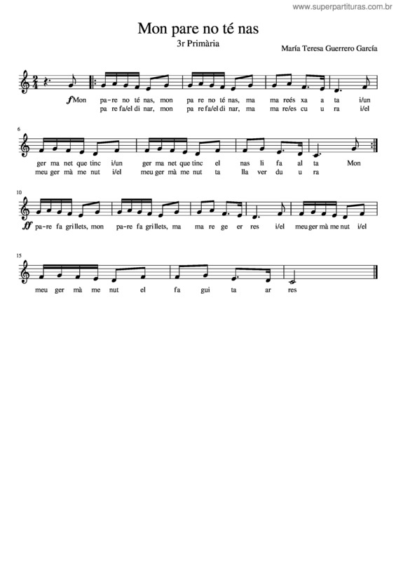 Partitura da música Mon Pare No T Nas Veu