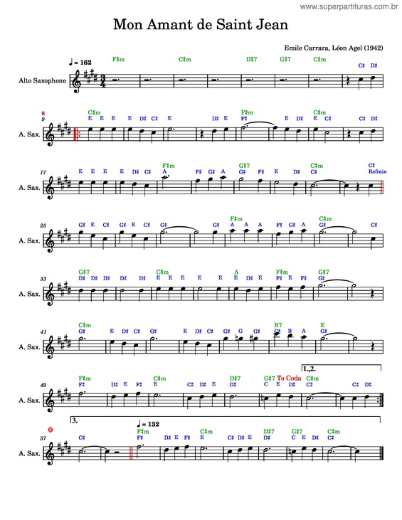 Partitura da música Mon_Amant_De_Saint–Jean_Sax_Alto_Accordeon_Simple