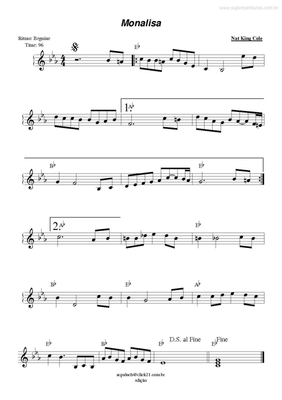 Partitura da música Monalisa