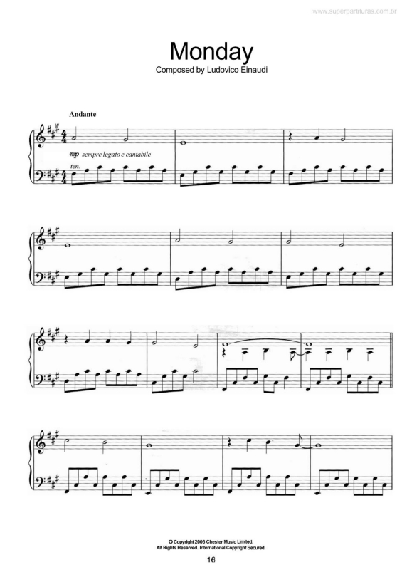 Partitura da música Monday