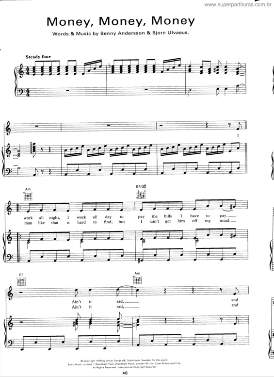 Partitura da música Money, Money, Money v.3