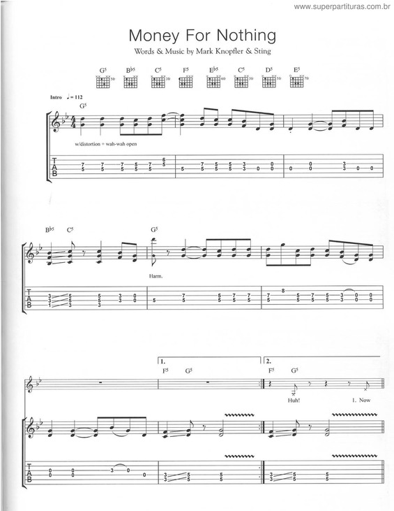 Partitura da música Money For Nothing v.2