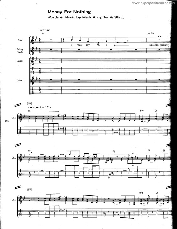 Partitura da música Money For Nothing